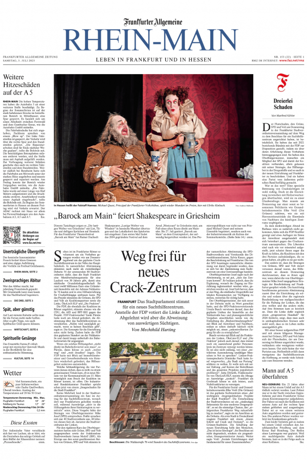 Cover der FAZ mit Artikel